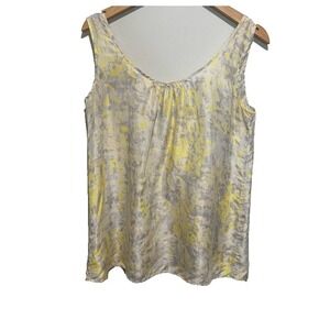 CAbi Women's Yellow and Gray Relaxed Silk Sleeveless Tank Top Size S